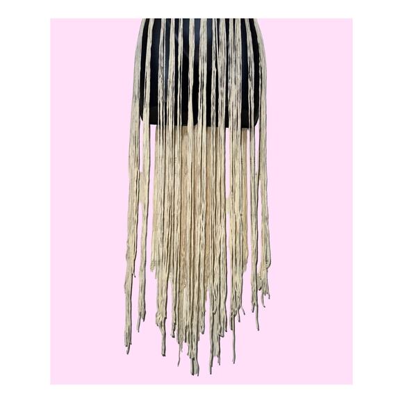 New Medium Khaki Beige Knit‎ Fringe Crochet Swimsuit Cover Up Maxi Dress Beach - Picture 4 of 5